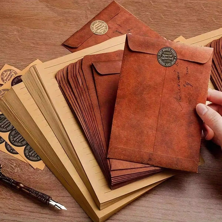 20pcs Vintage Kraft Paper Envelopes - Suitable For Wedding Invitations, Party Invitations, Letter Papers, Card Sleeves, Paychecks And Office Supplies
